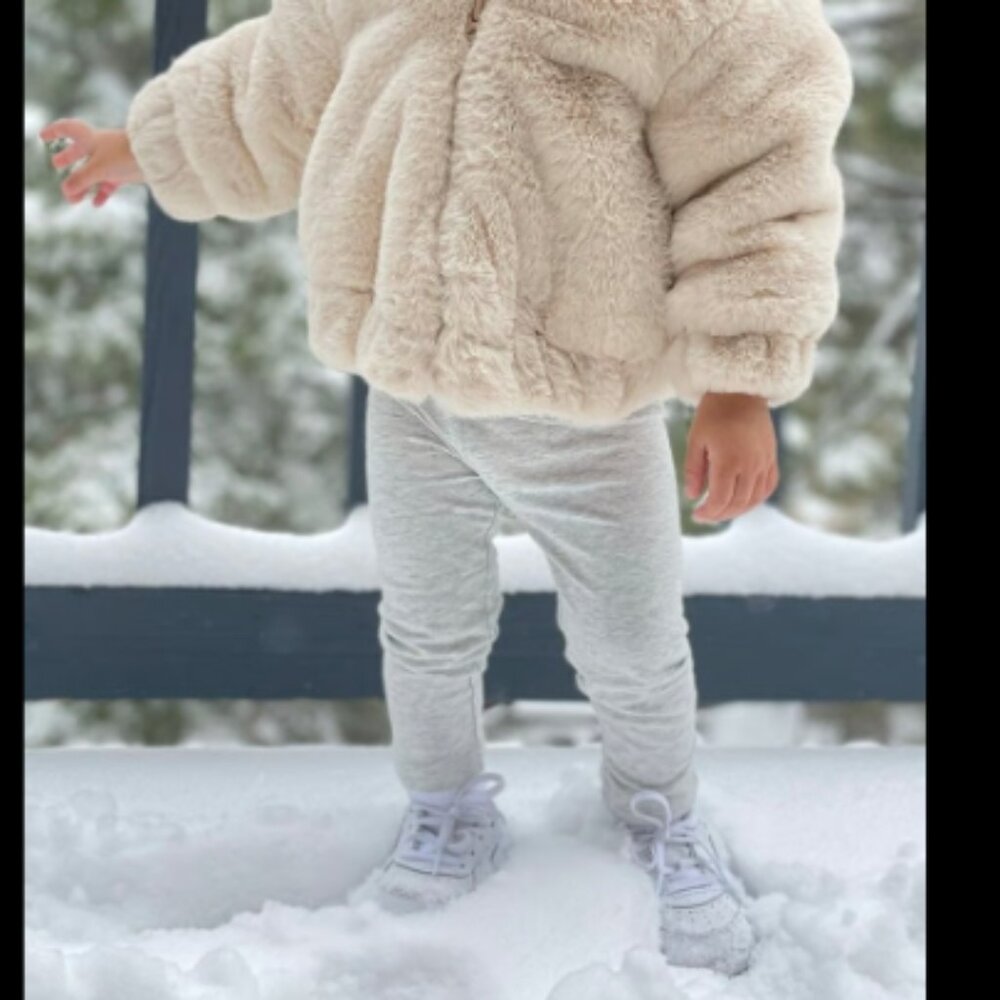 Zara Cream Furry Kids Jacket